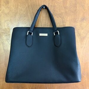 Kate Spade Black 100% Leather Laurel Way Evangelie Handbag Satchel Purse Bag Mod